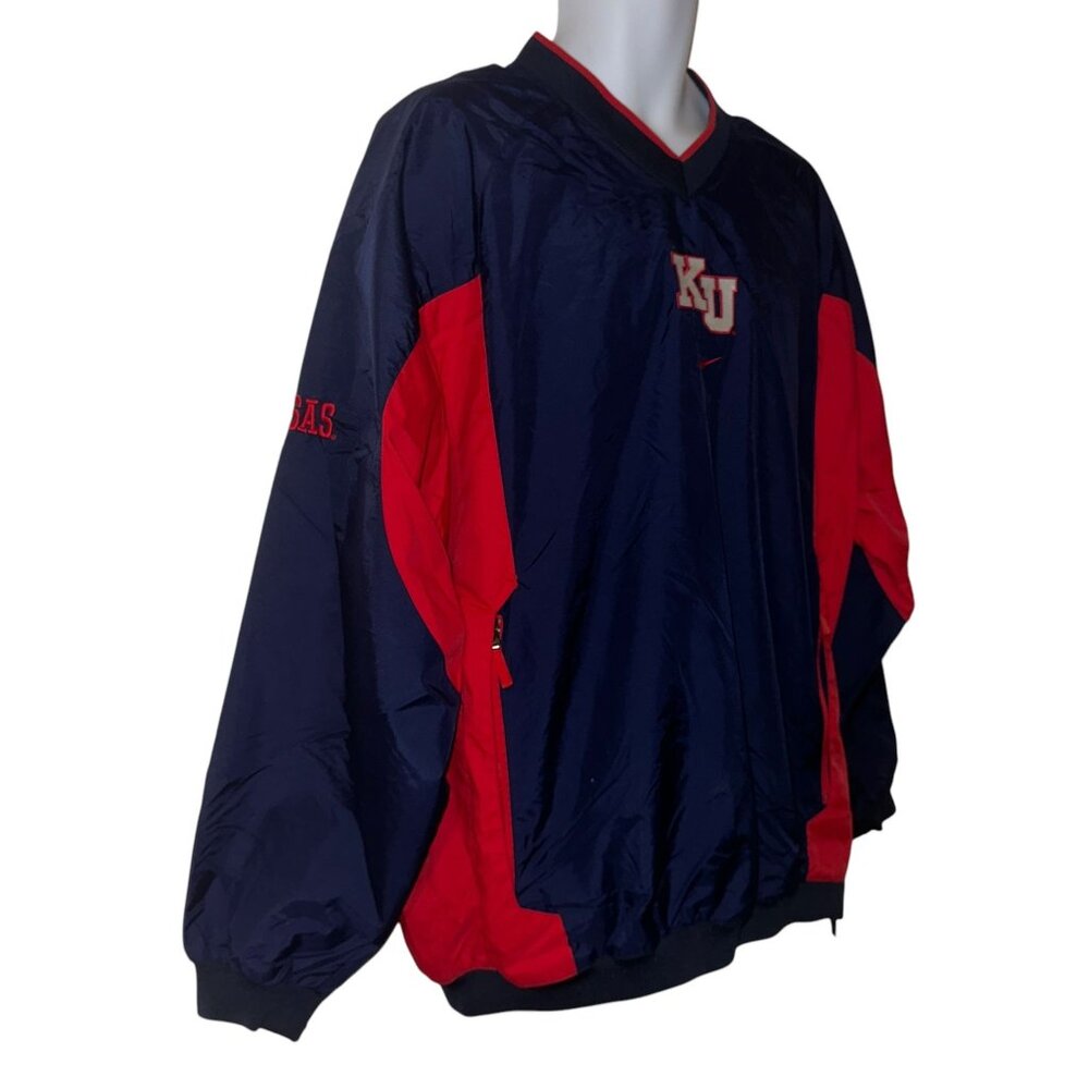 Nike Team University of Kansas KU Pullover Windbreaker Mens XL Red White Blue - Picture 4 of 11